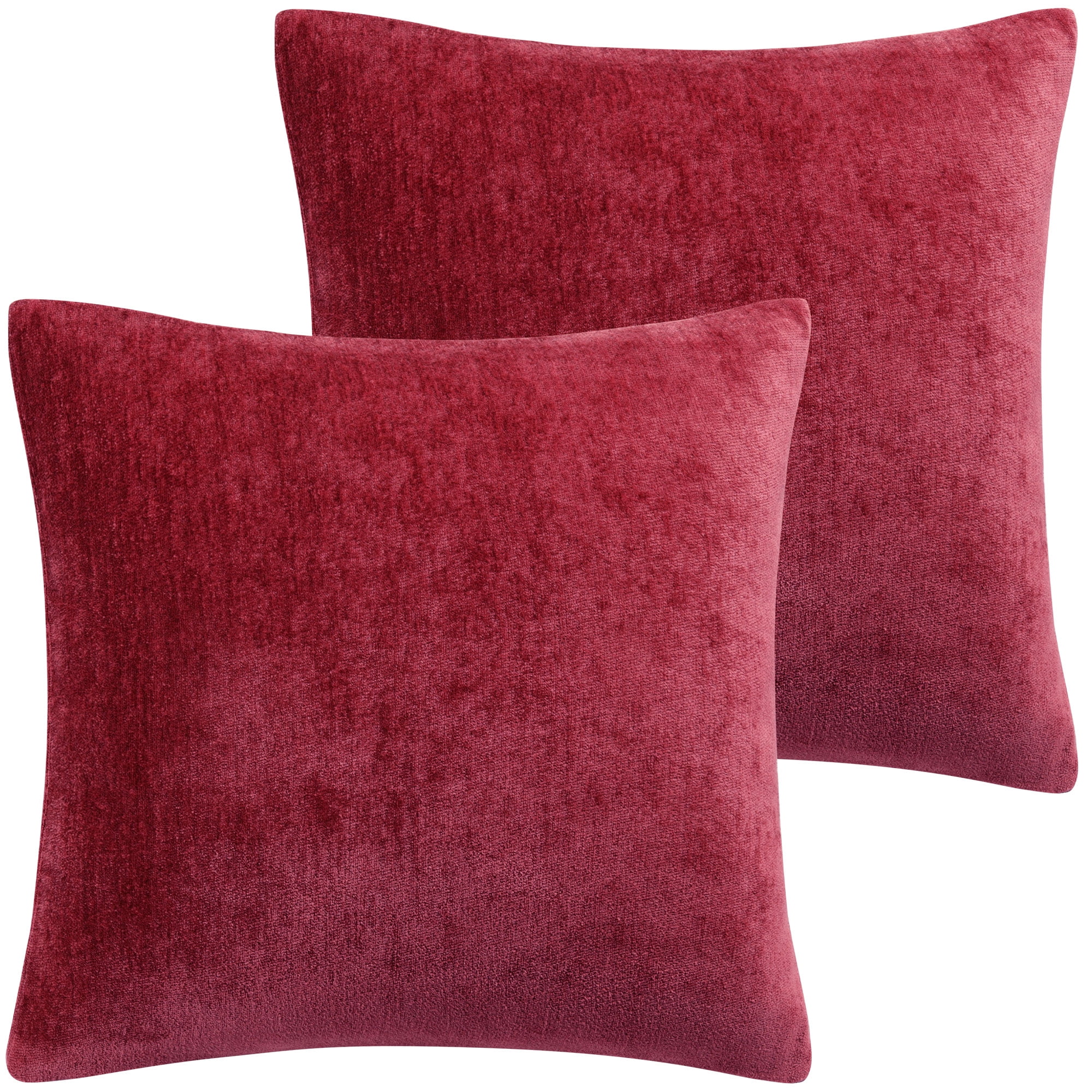 Unique Bargains Set of 2 Soft Water Repellent Throw Pillow Covers Burgundy 16x16 Inch