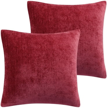 Unique Bargains Set of 2 Soft Water Repellent Throw Pillow Covers Burgundy 20x20 Inch