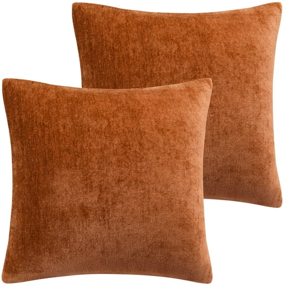 Unique Bargains Set of 2 Soft Water Repellent Throw Pillow Covers Burnt Orange 20x20 Inch