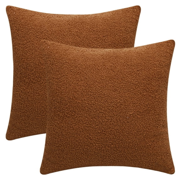Unique Bargains Set of 2 Solid Soft Cushion Pillow Covers Brown 18" x 18"