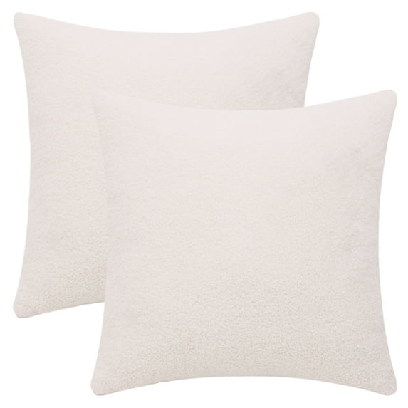 Unique Bargains Set of 2 Solid Soft Cushion Pillow Covers White 18" x 18"