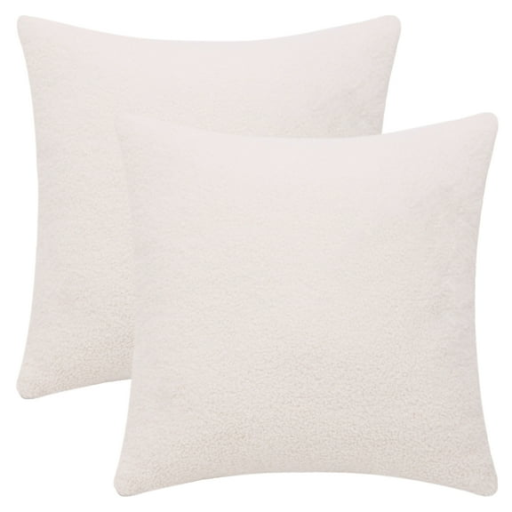 Unique Bargains Set of 2 Solid Soft Cushion Pillow Covers White 18" x 18"