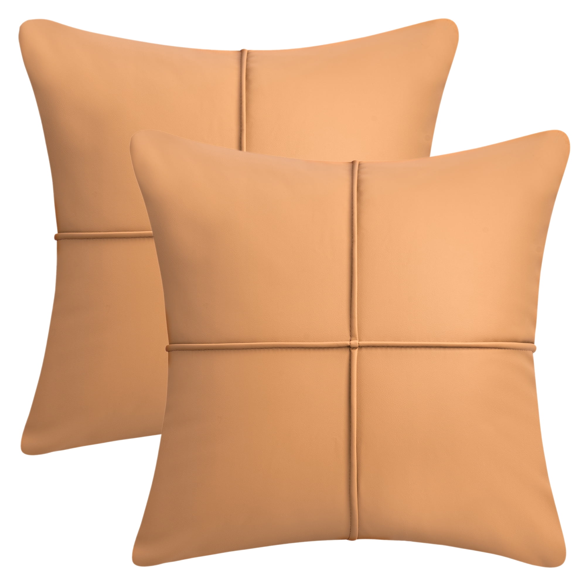 Unique Bargains Set of 2 Square Throw Pillow Covers Decorative Cases Apricot Yellow