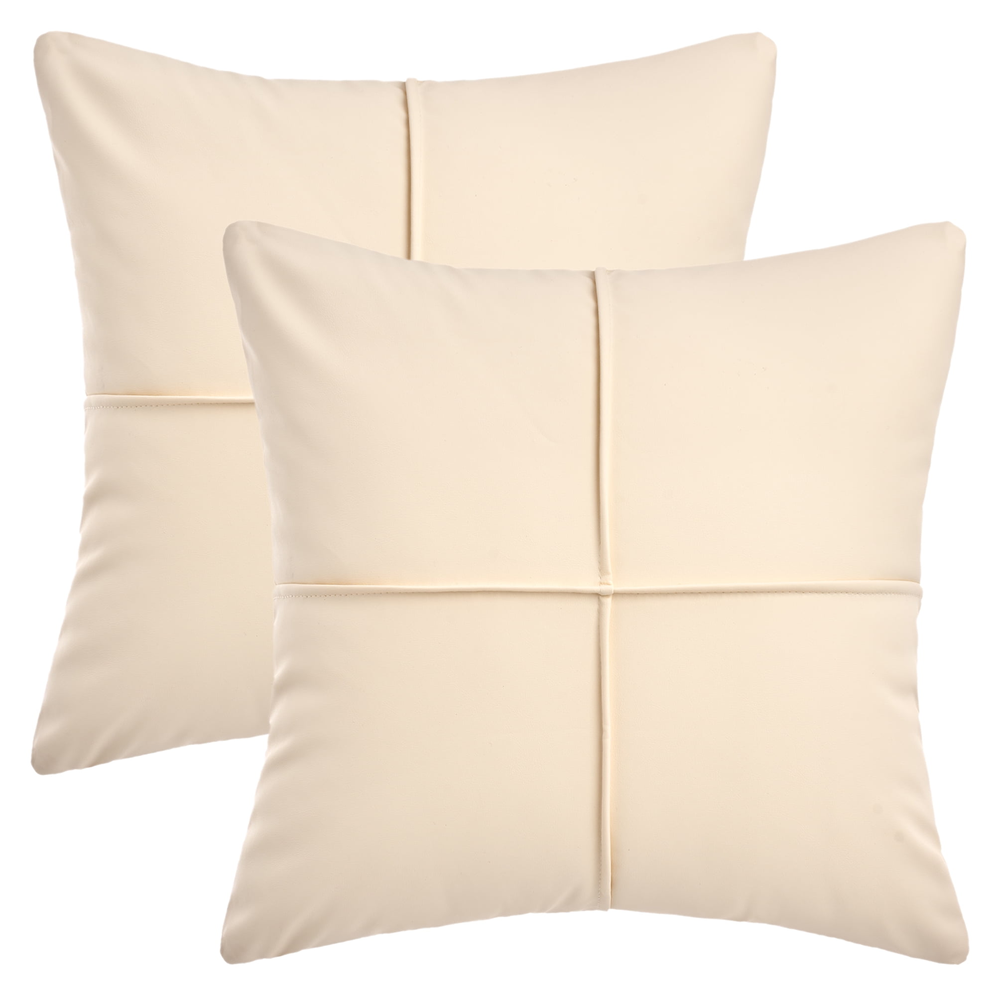 Unique Bargains Set of 2 Square Throw Pillow Covers Decorative Cases Cream White