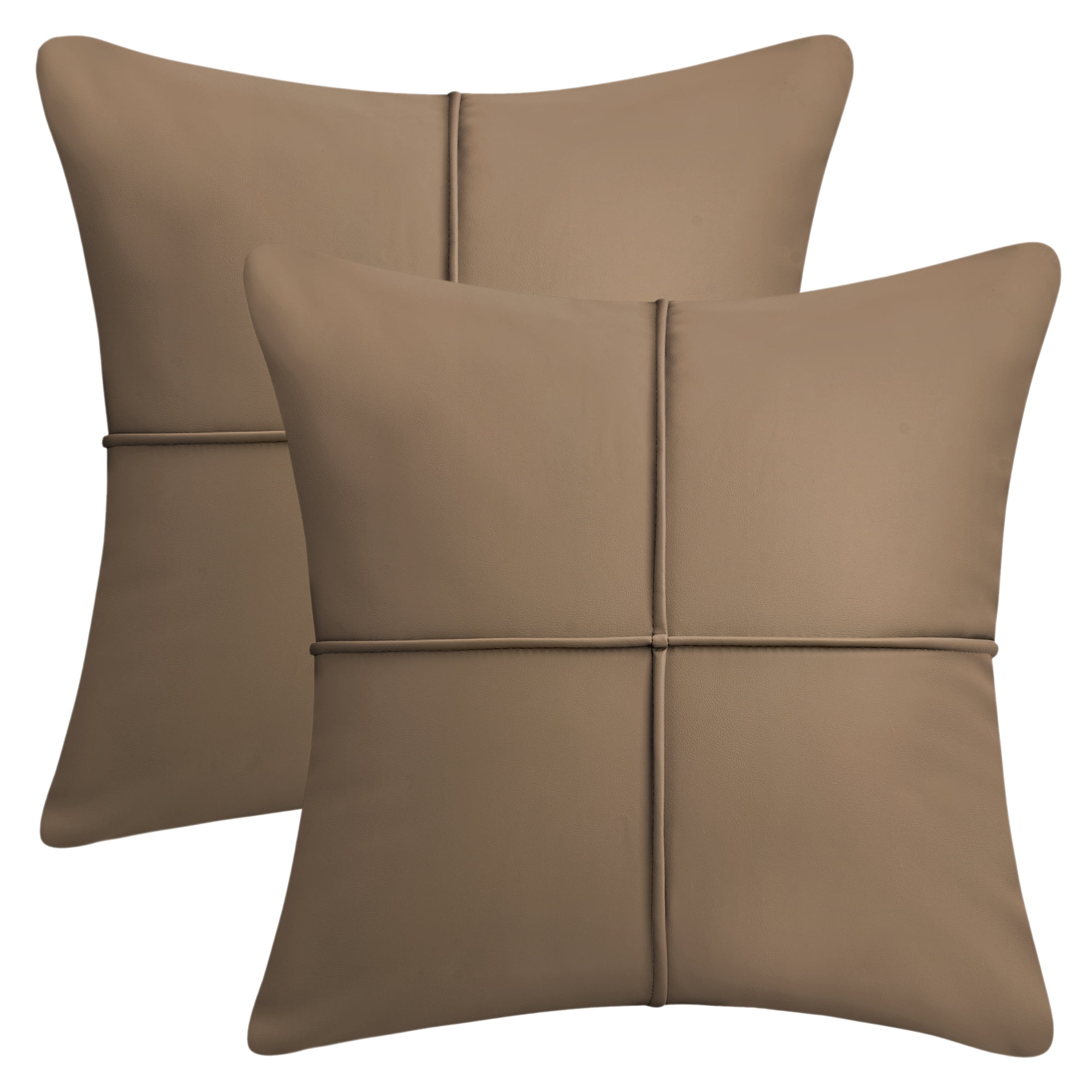 Unique Bargains Set of 2 Square Throw Pillow Covers Decorative Cases Khaki