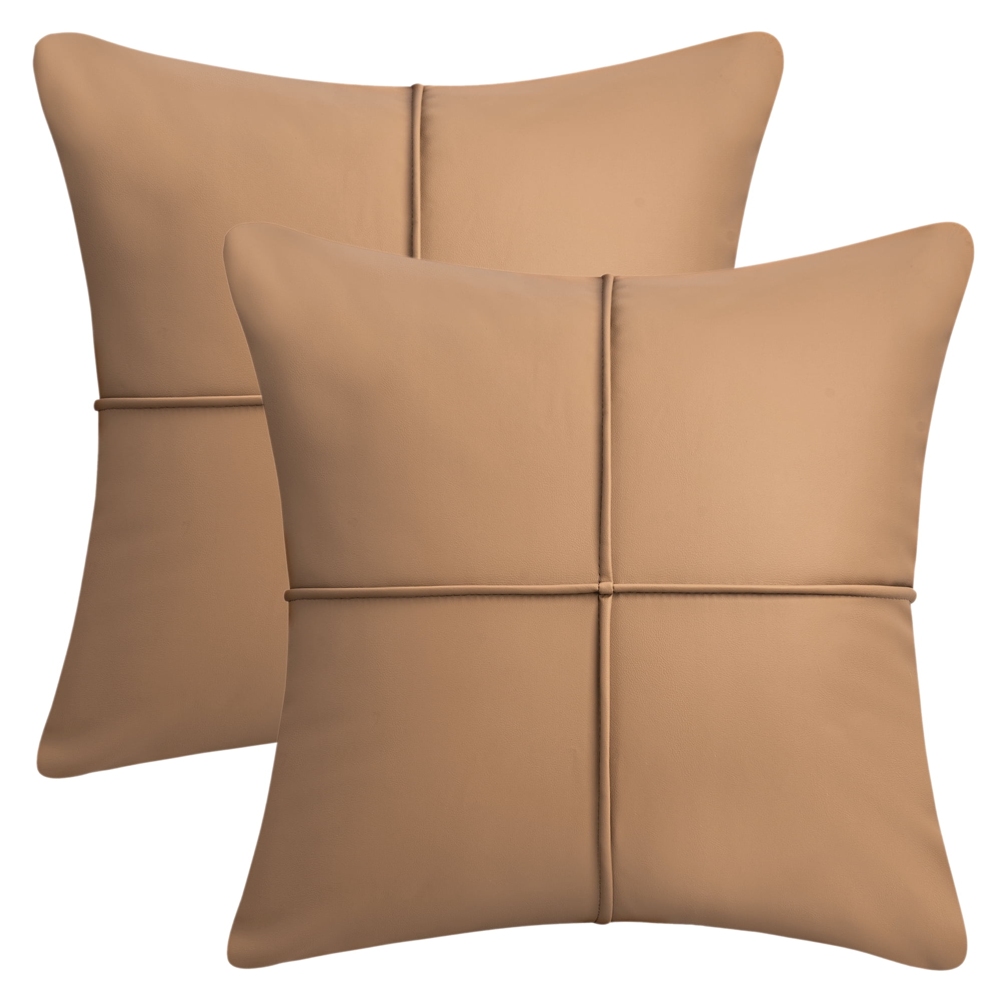 Unique Bargains Set of 2 Square Throw Pillow Covers Decorative Cases Light Brown