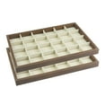 thumbnail image 1 of Unique Bargains Set of 2 Stackable Velvet Jewelry Organizer Trays with Removable Dividers Brown-24 Grid Tray, 1 of 7