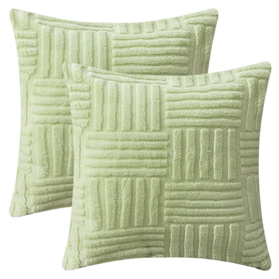 Unique Bargains Set of 2 Striped Soft Decorative Couch Pillow Cases Green 18" x 18"