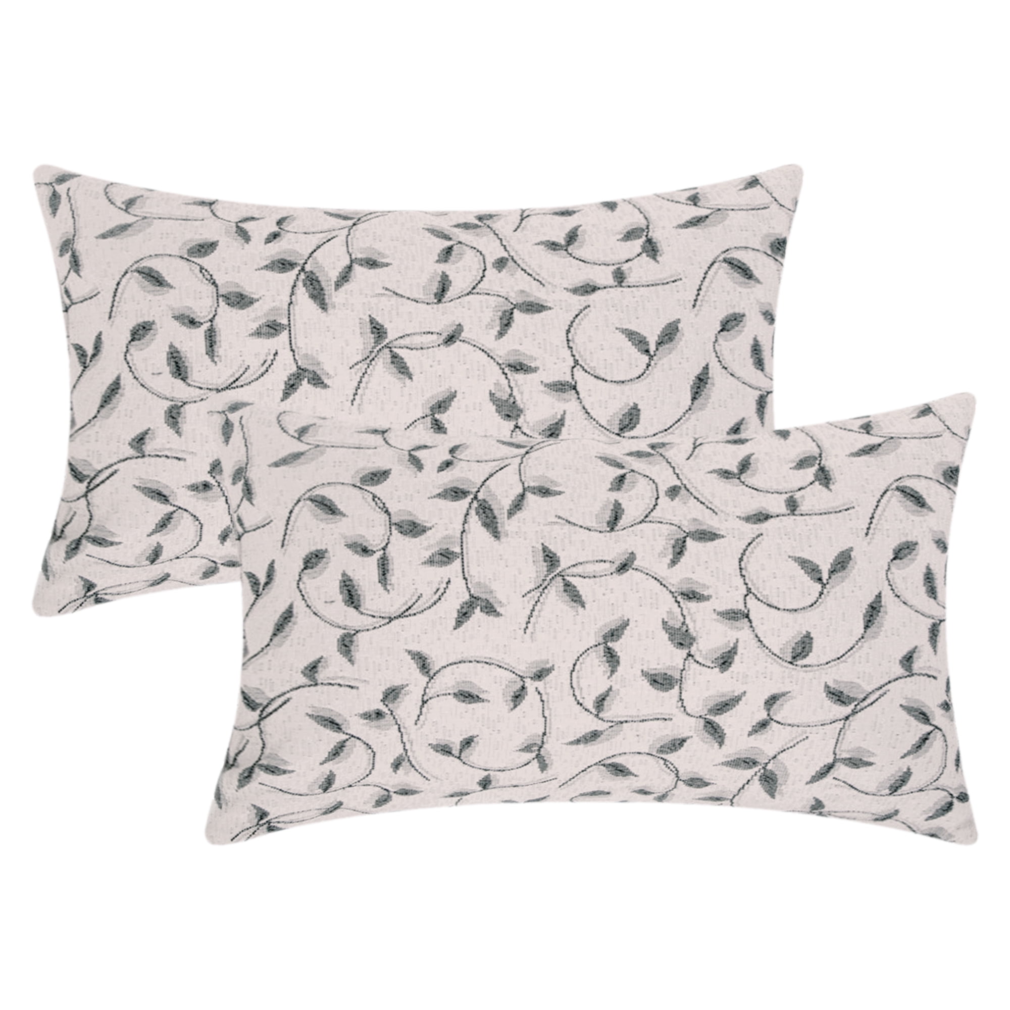 Unique Bargains Set of 2 Wild Flower Decorative Cushion Cover Grey 12" x 20"