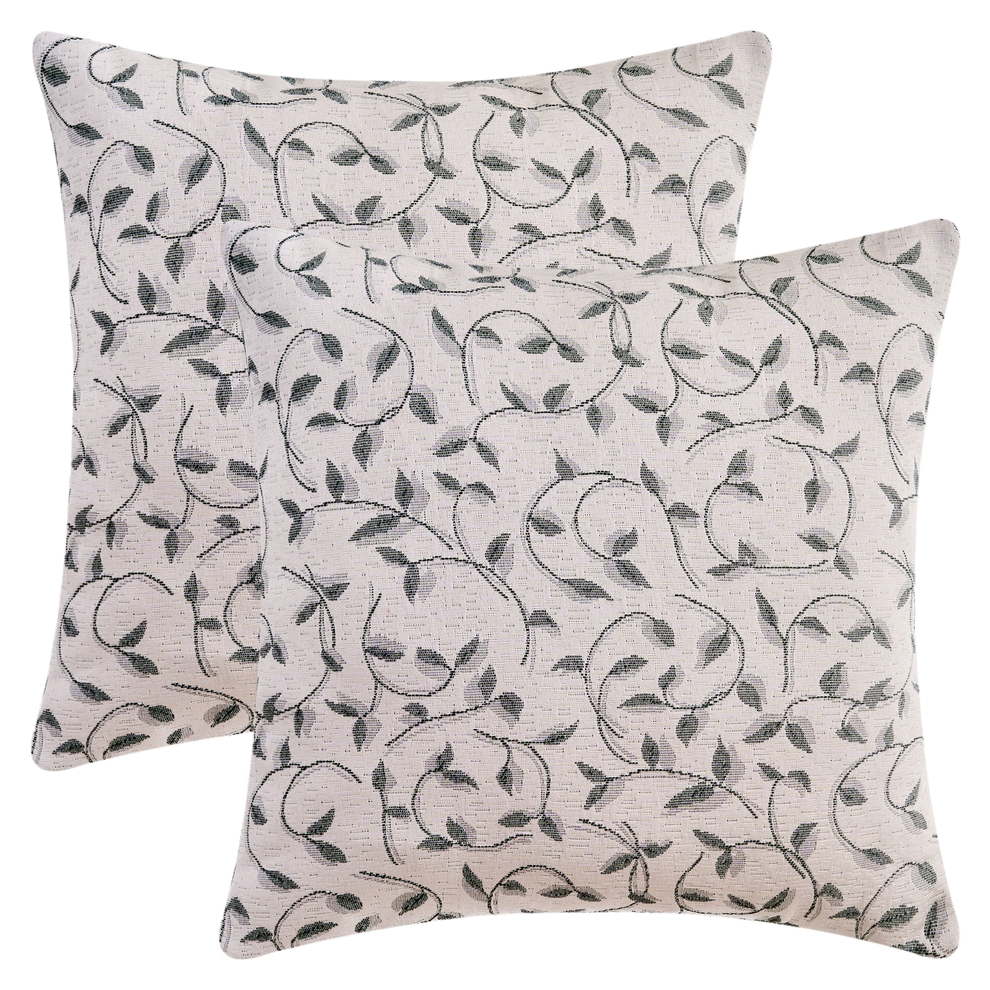 Unique Bargains Set of 2 Wild Flower Decorative Cushion Cover Grey 18" x 18"