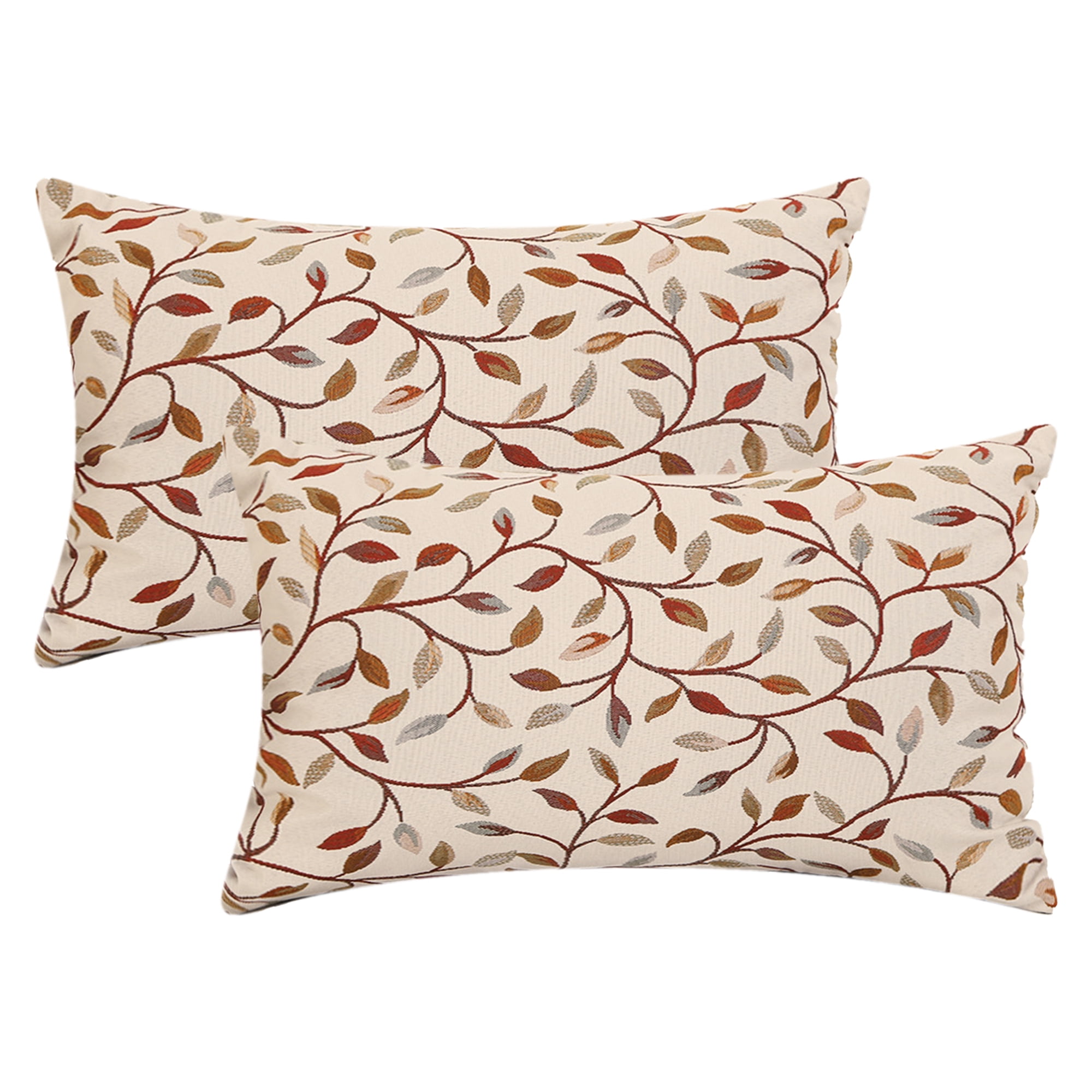Unique Bargains Set of 2 Wild Flower Decorative Cushion Cover Red 12" x 20"