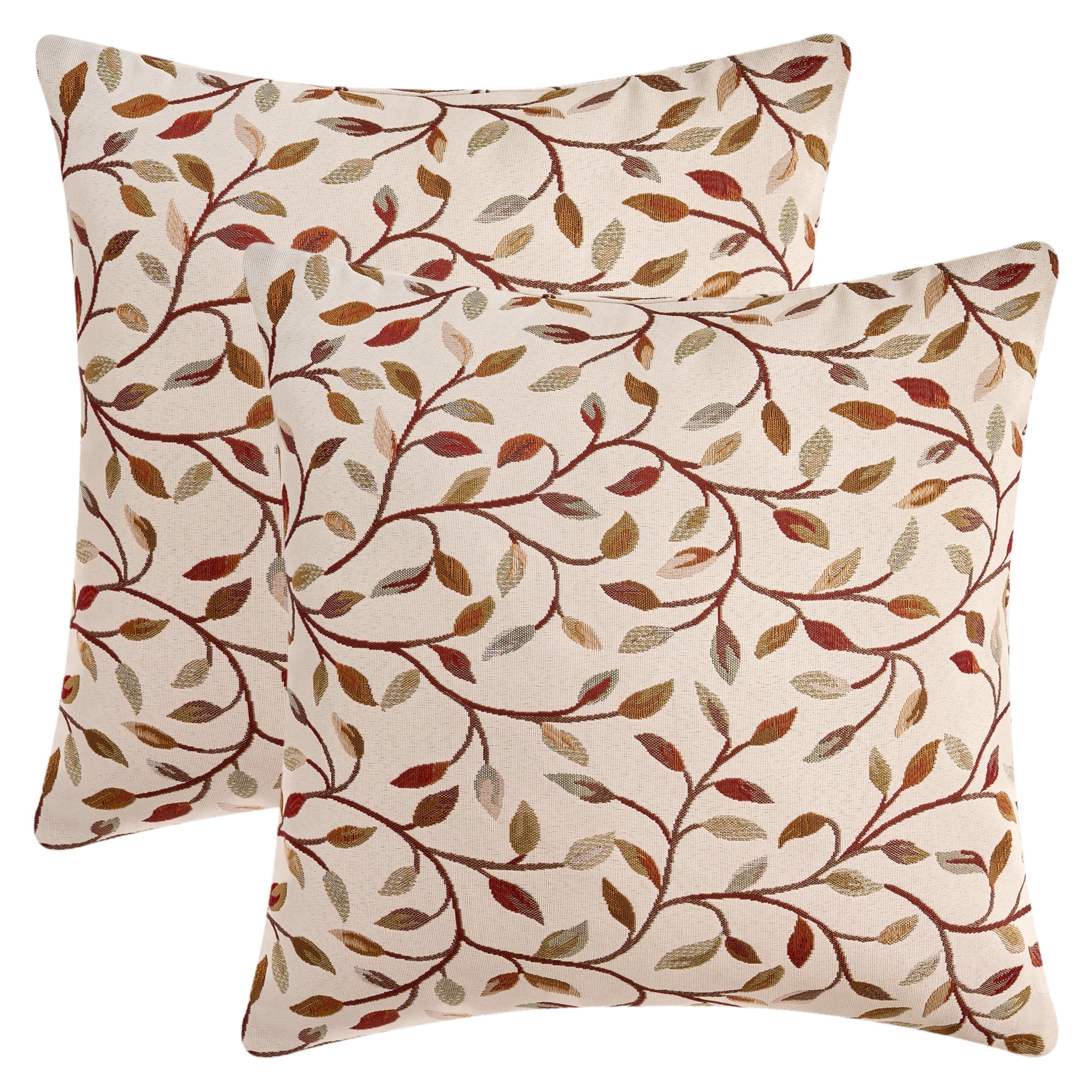 Unique Bargains Set of 2 Wild Flower Decorative Cushion Cover Red 18" x 18"