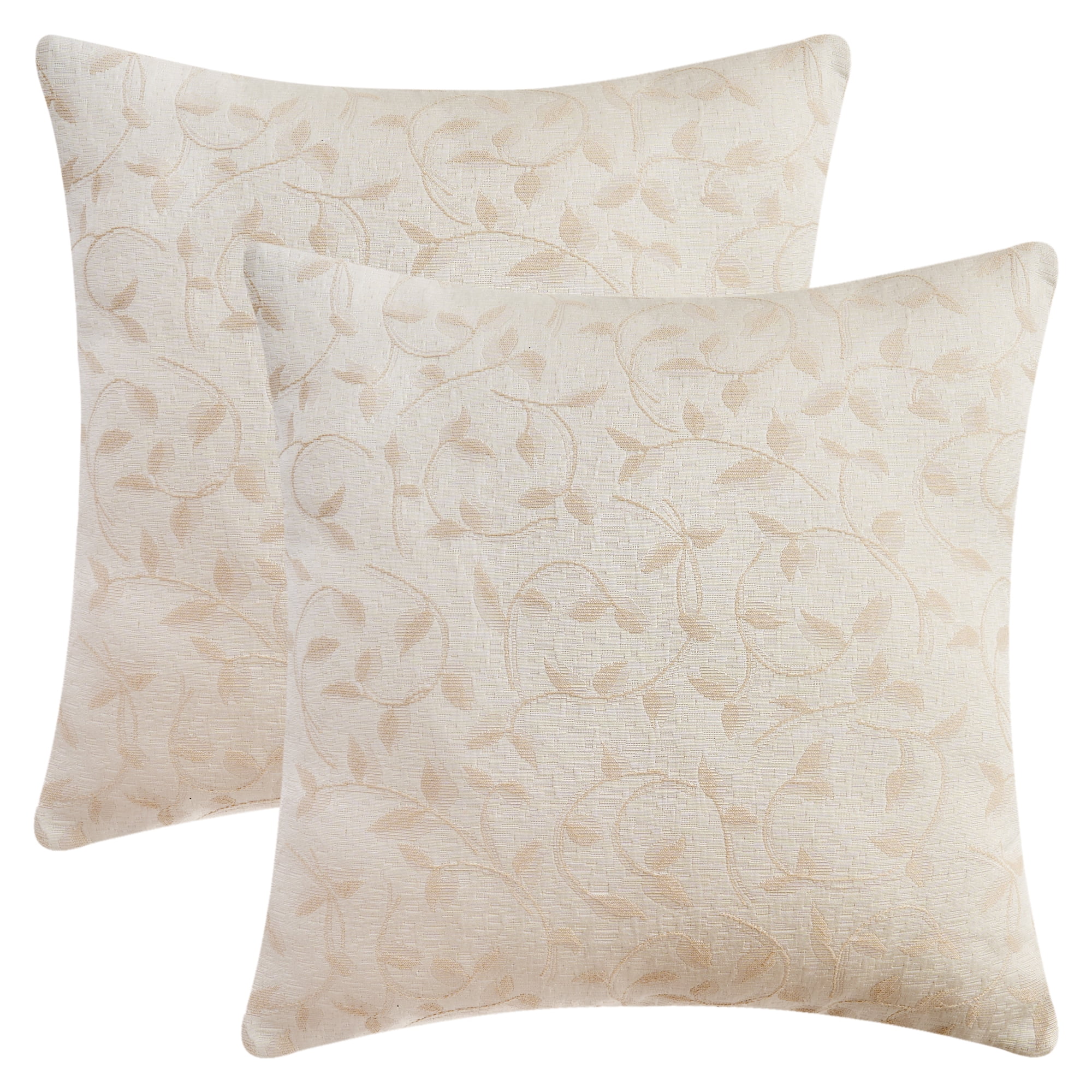 Unique Bargains Set of 2 Wild Flower Decorative Cushion Cover White 18" x 18"