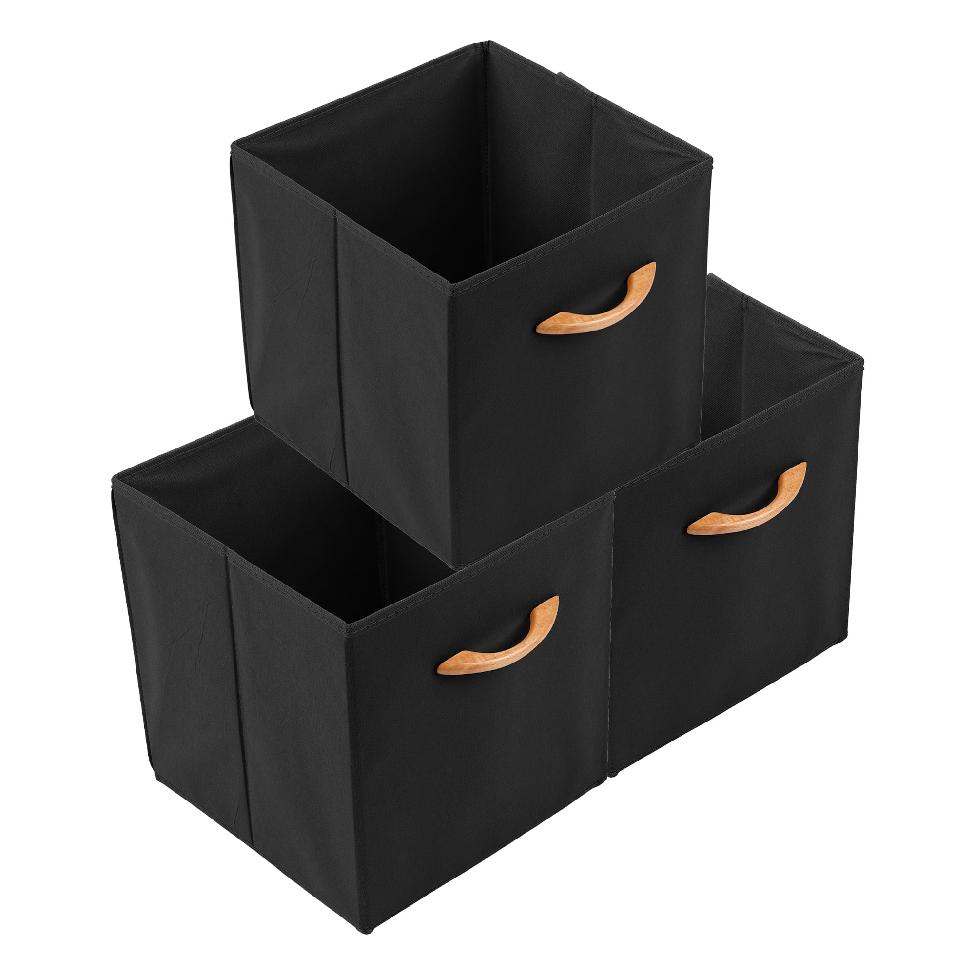 Unique Bargains Set of 3 Fabric Closet Organizers with Handles Black 11*11*11in