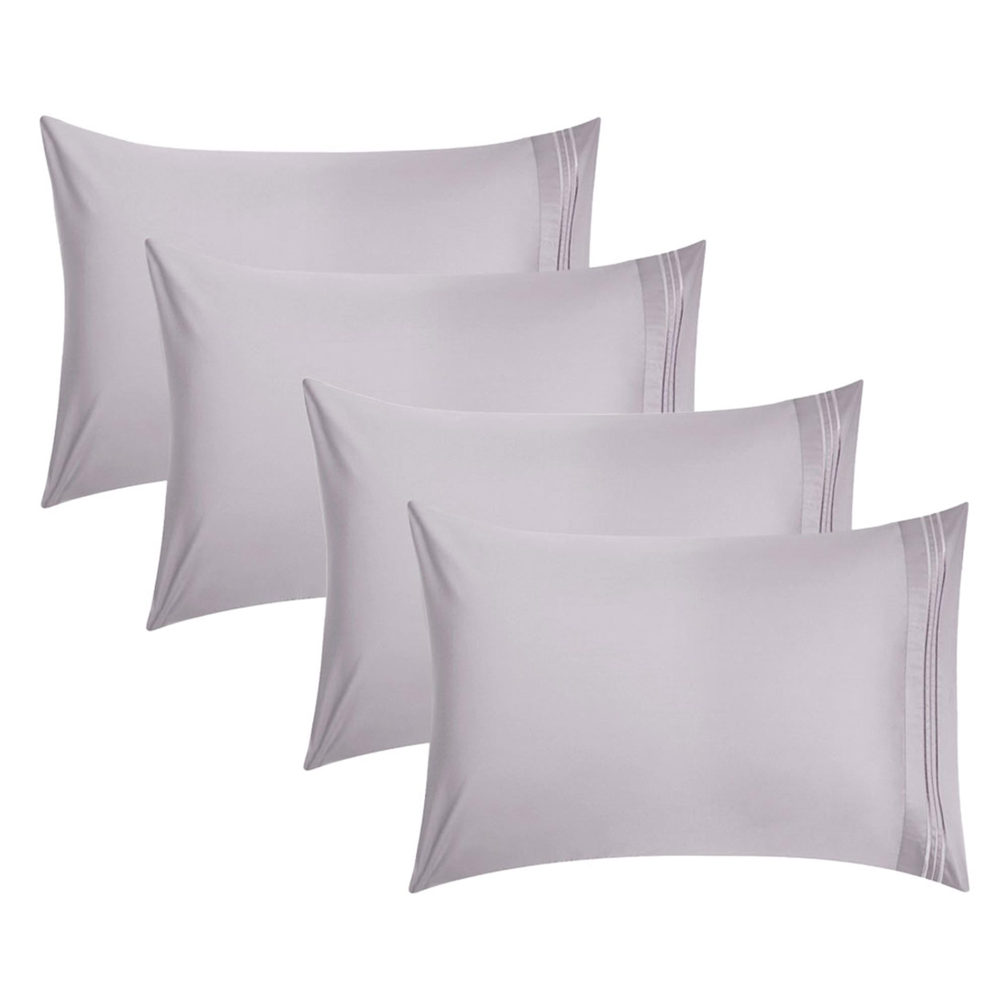 Unique Bargains Set of 4 600TC Combed Cotton Pillowcases, King, Pale Purple