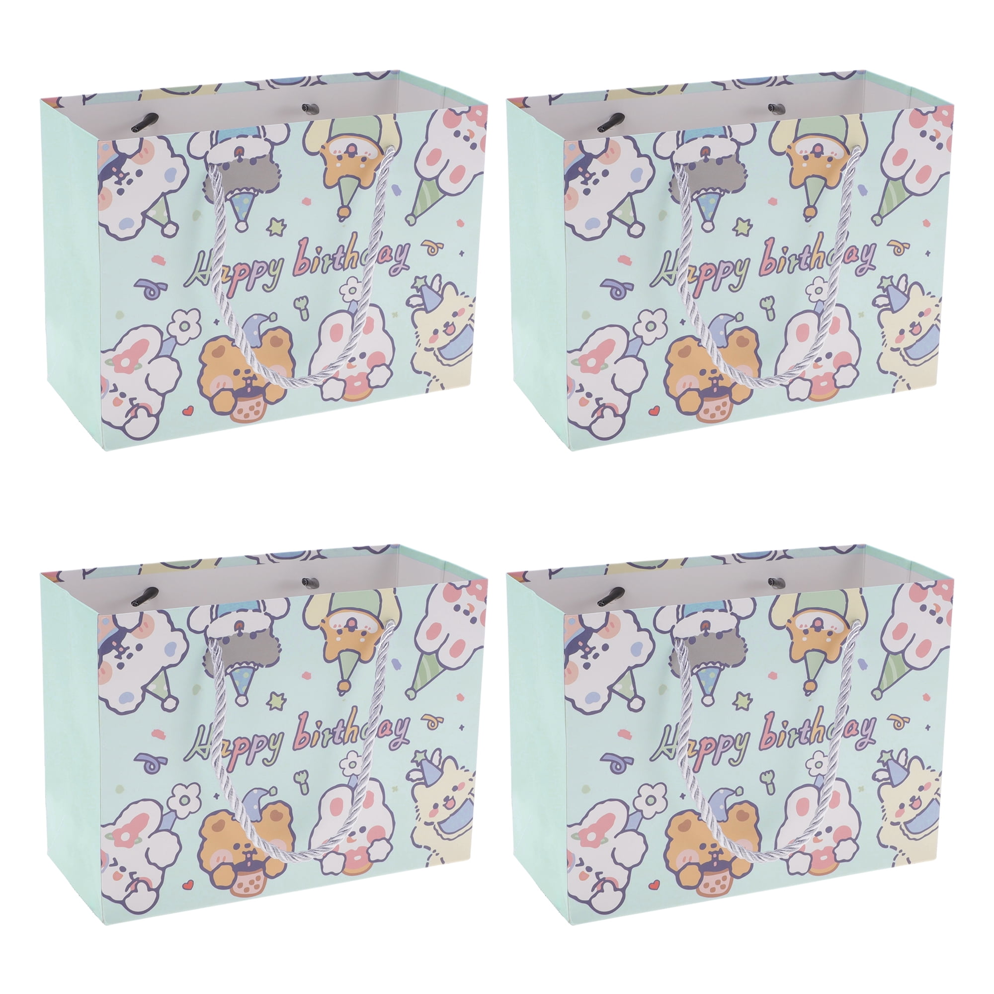 Unique Bargains Set of 4 Cartoon Animal Gift Bags Blue