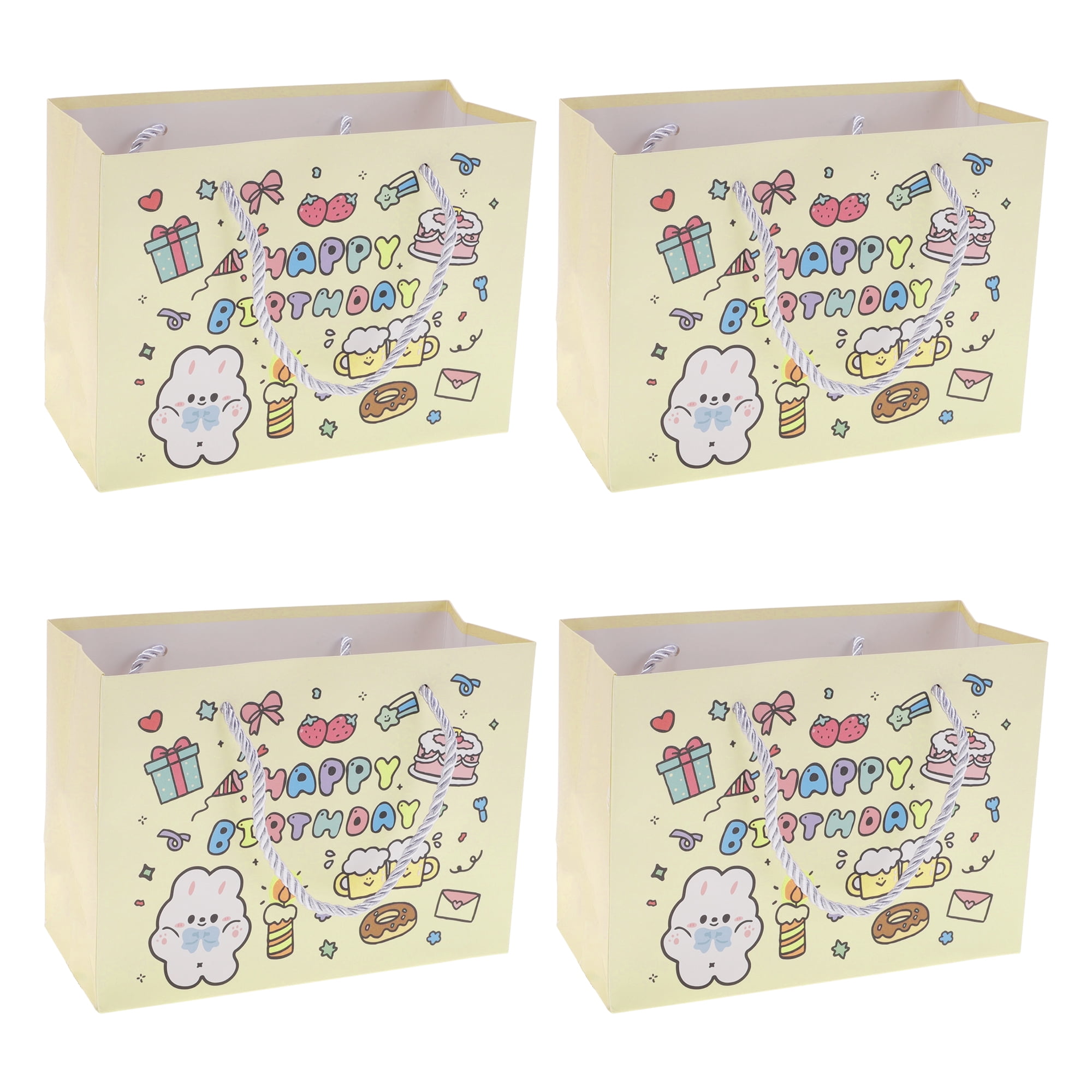 Unique Bargains Set of 4 Cartoon Animal Gift Bags Yellow