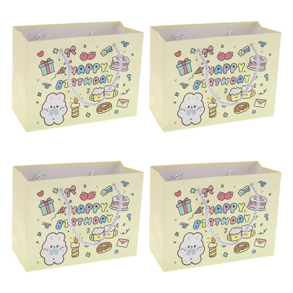 Unique Bargains Set of 4 Cartoon Animal Gift Bags Yellow