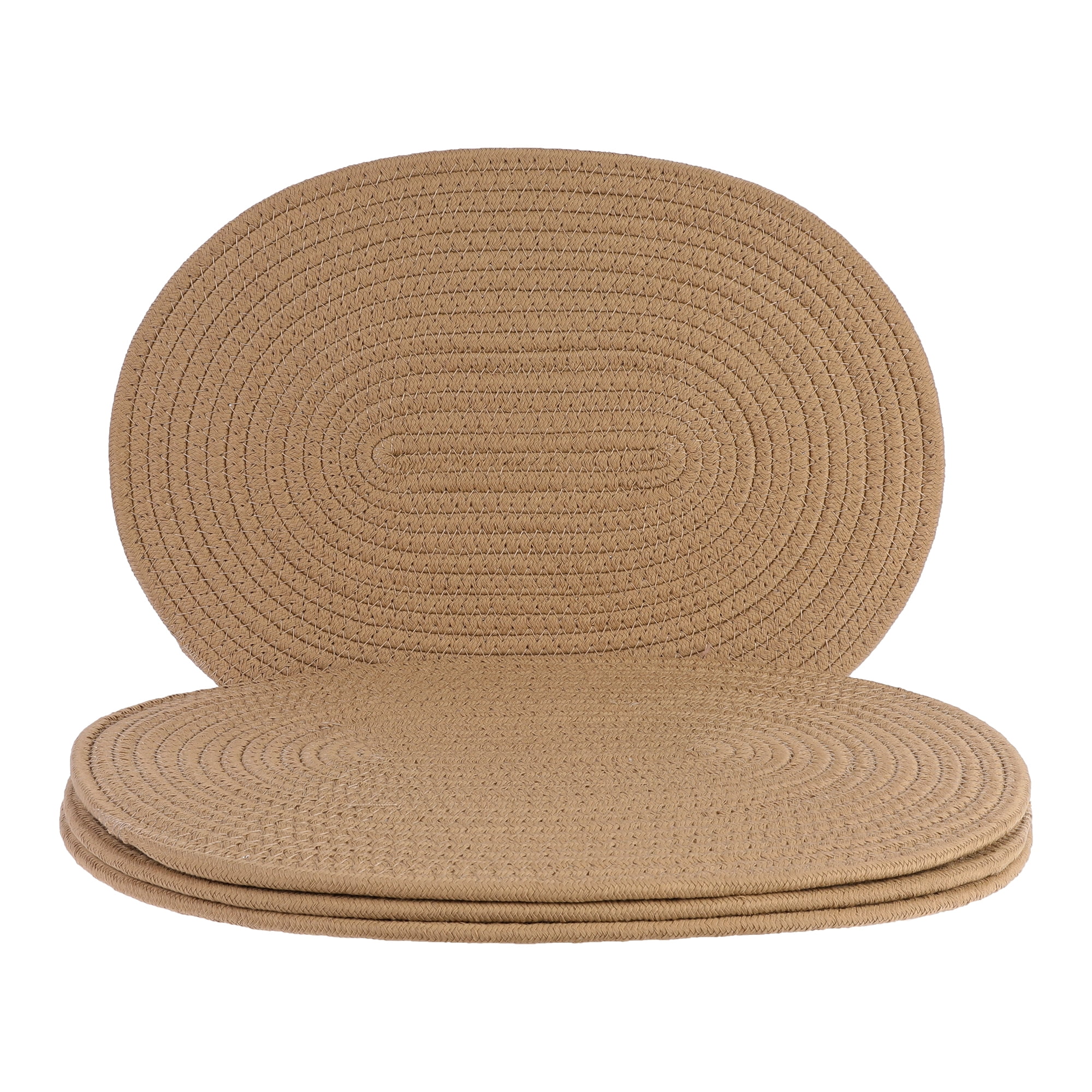 Unique Bargains Set of 4 Cotton Rope Placemats for Dining Table Decor Table Mat Brown