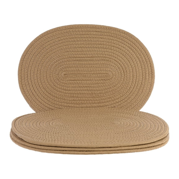 Unique Bargains Set of 4 Cotton Rope Placemats for Dining Table Decor Table Mat Brown
