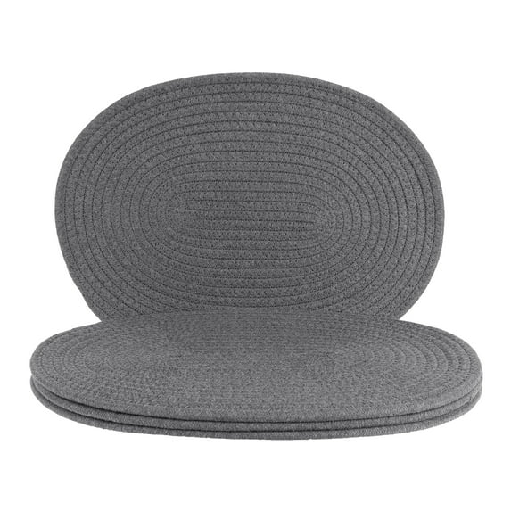 Unique Bargains Set of 4 Cotton Rope Placemats for Dining Table Decor Table Mat Dark Gray