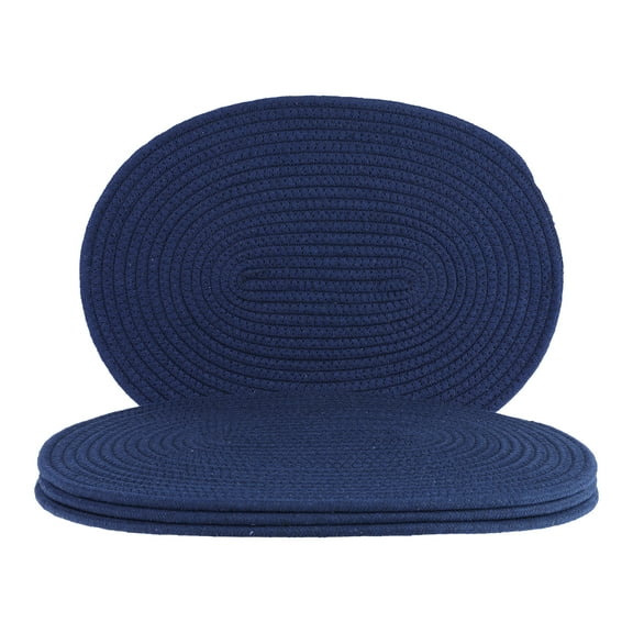 Unique Bargains Set of 4 Cotton Rope Placemats for Dining Table Decor Table Mat Navy Blue