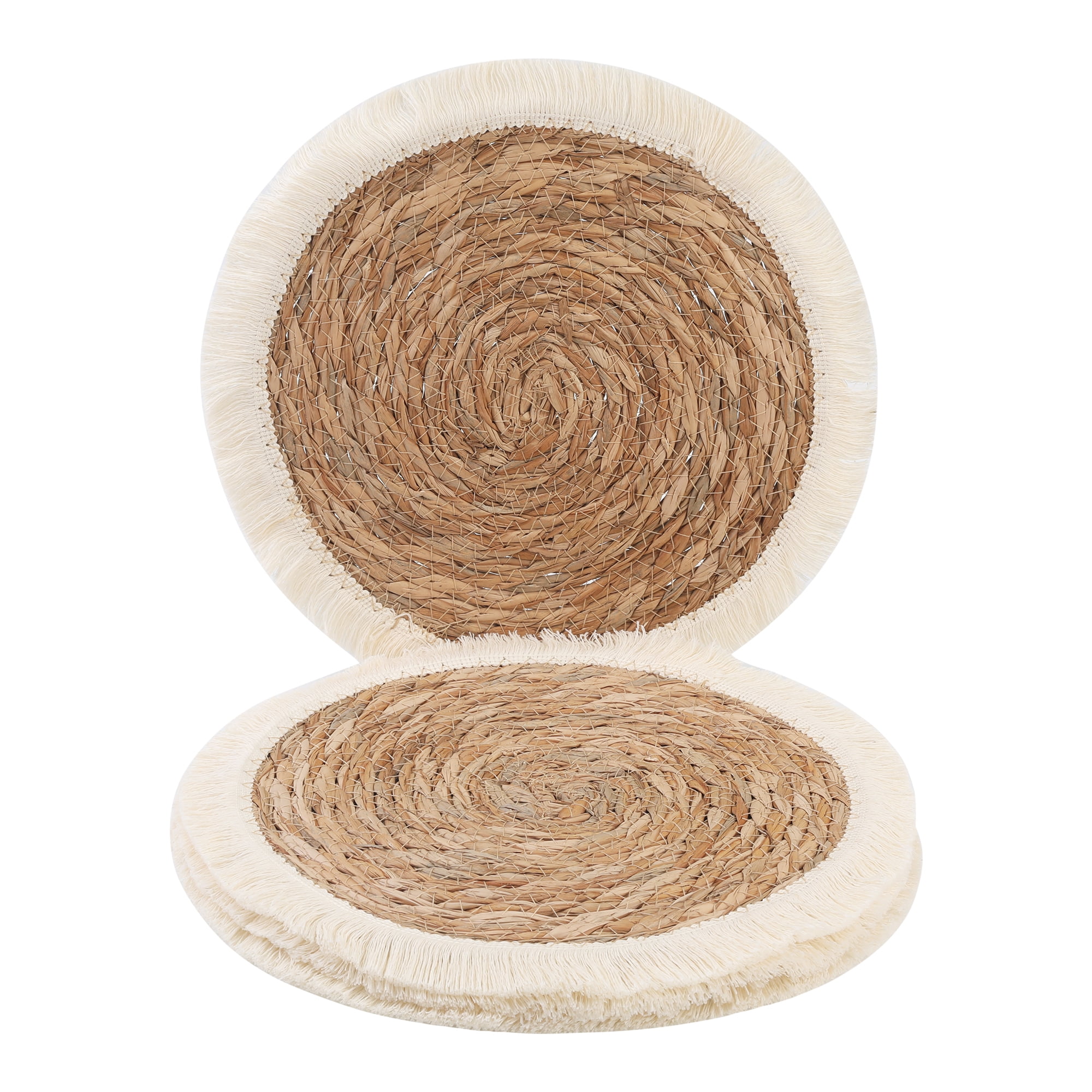 Unique Bargains Set of 4 Farmhouse Placemats for Dining Table Beige/Brown 11.8inch