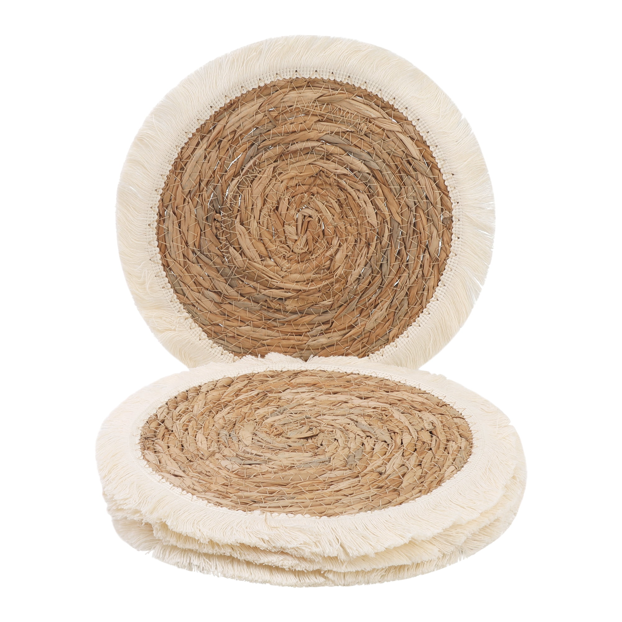 Unique Bargains Set of 4 Farmhouse Placemats for Dining Table Beige/Brown 9.8inch