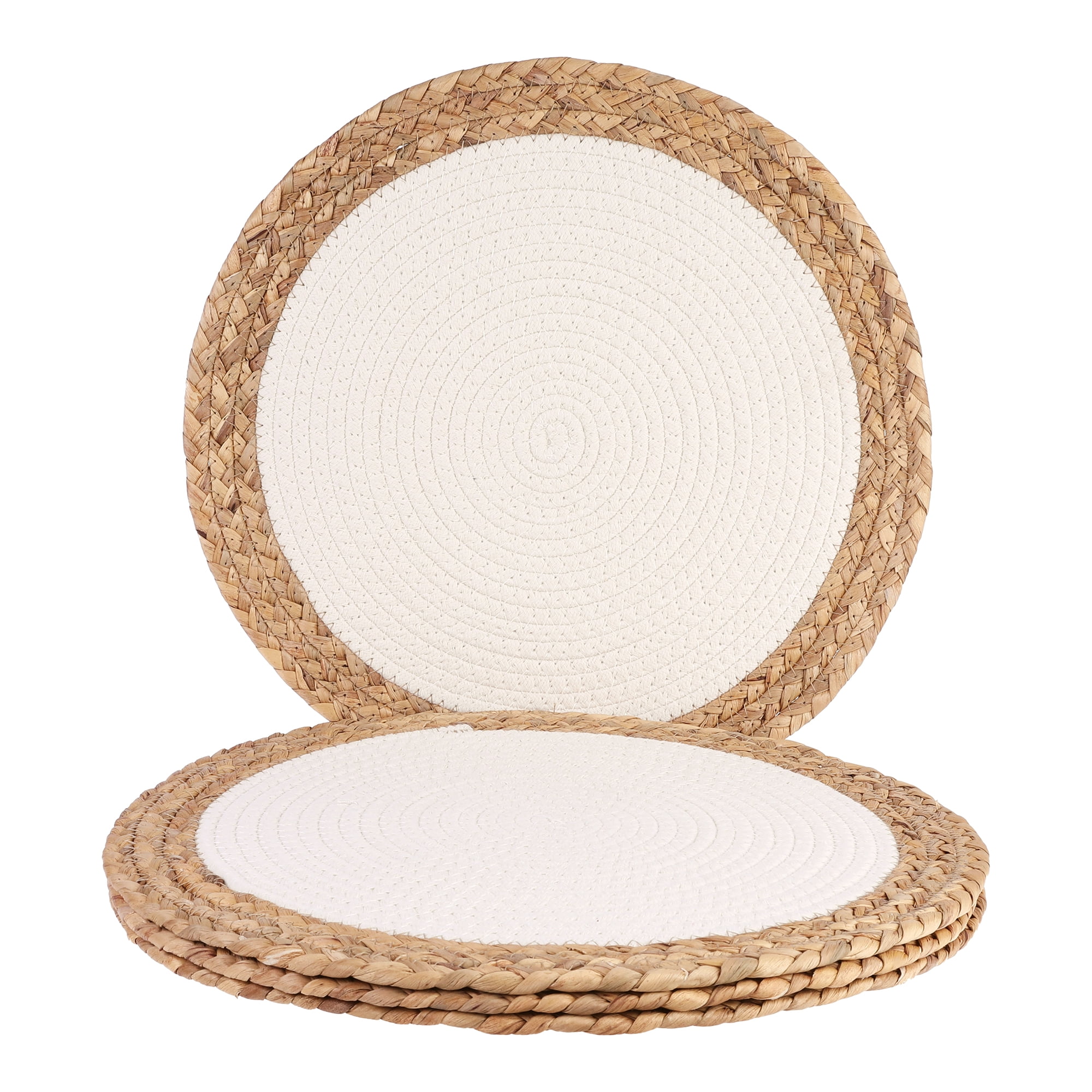 Unique Bargains Set of 4 Placemats for Dining Table Decor Table Mats Beige 14x14in