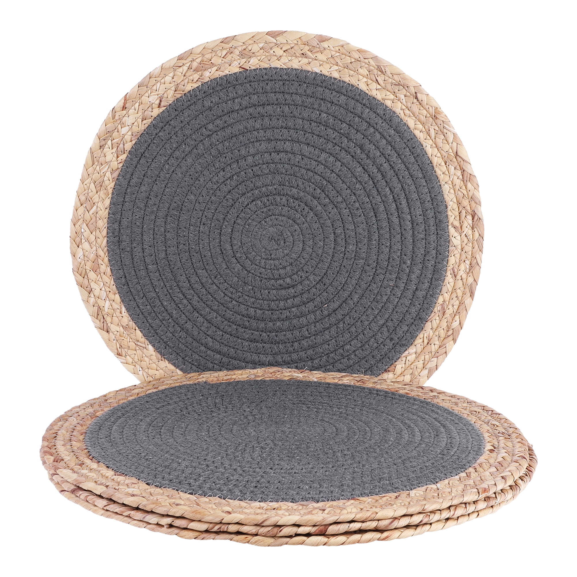 Unique Bargains Set of 4 Placemats for Dining Table Decor Table Mats Dark Gray 14x14in