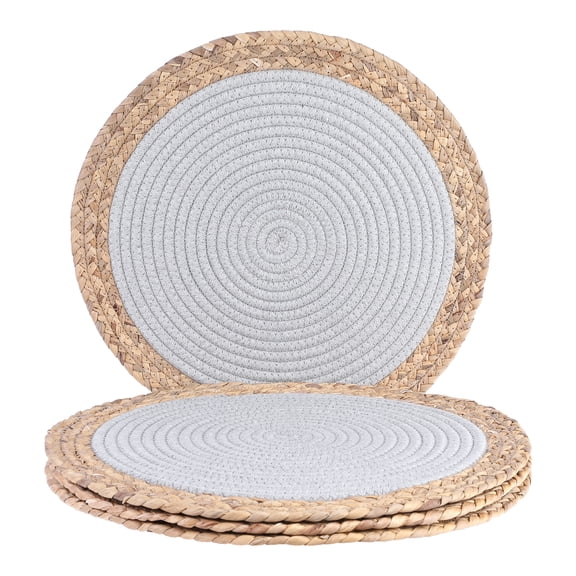 Unique Bargains Set of 4 Placemats for Dining Table Decor Table Mats Light Gray 14x14in