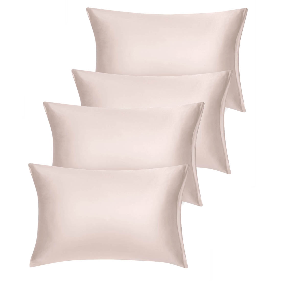 Unique Bargains Set of 4 Silky Satin Pillowcases Pillow Cover Caramel King