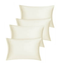 Unique Bargains Set of 4 Silky Satin Pillowcases Pillow Cover Cream Travel