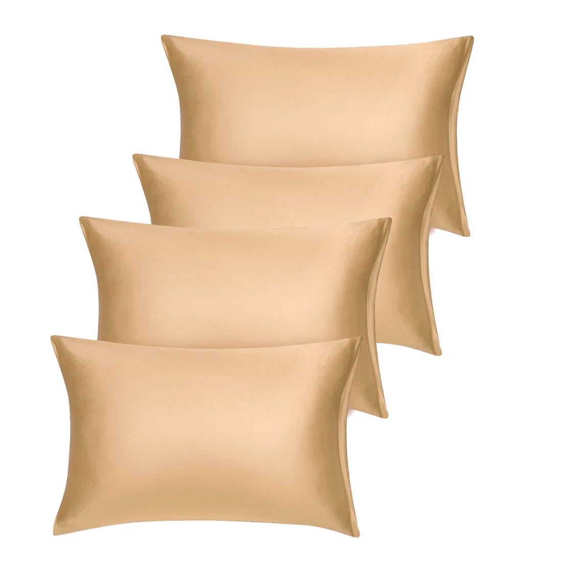 Unique Bargains Set of 4 Silky Satin Pillowcases Pillow Cover Gold Standard