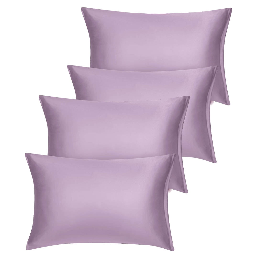 Unique Bargains Set of 4 Silky Satin Pillowcases Pillow Cover Mauve King