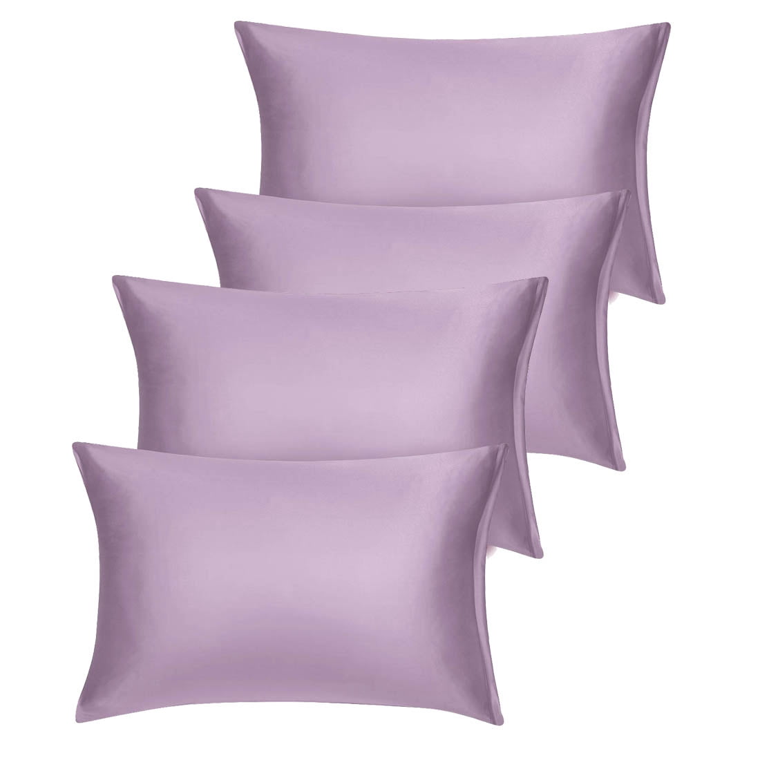 Unique Bargains Set of 4 Silky Satin Pillowcases Pillow Cover Mauve Standard