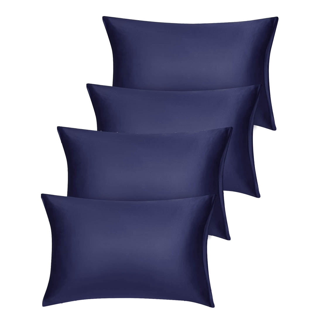 Unique Bargains Set of 4 Silky Satin Pillowcases Pillow Cover Navy Standard
