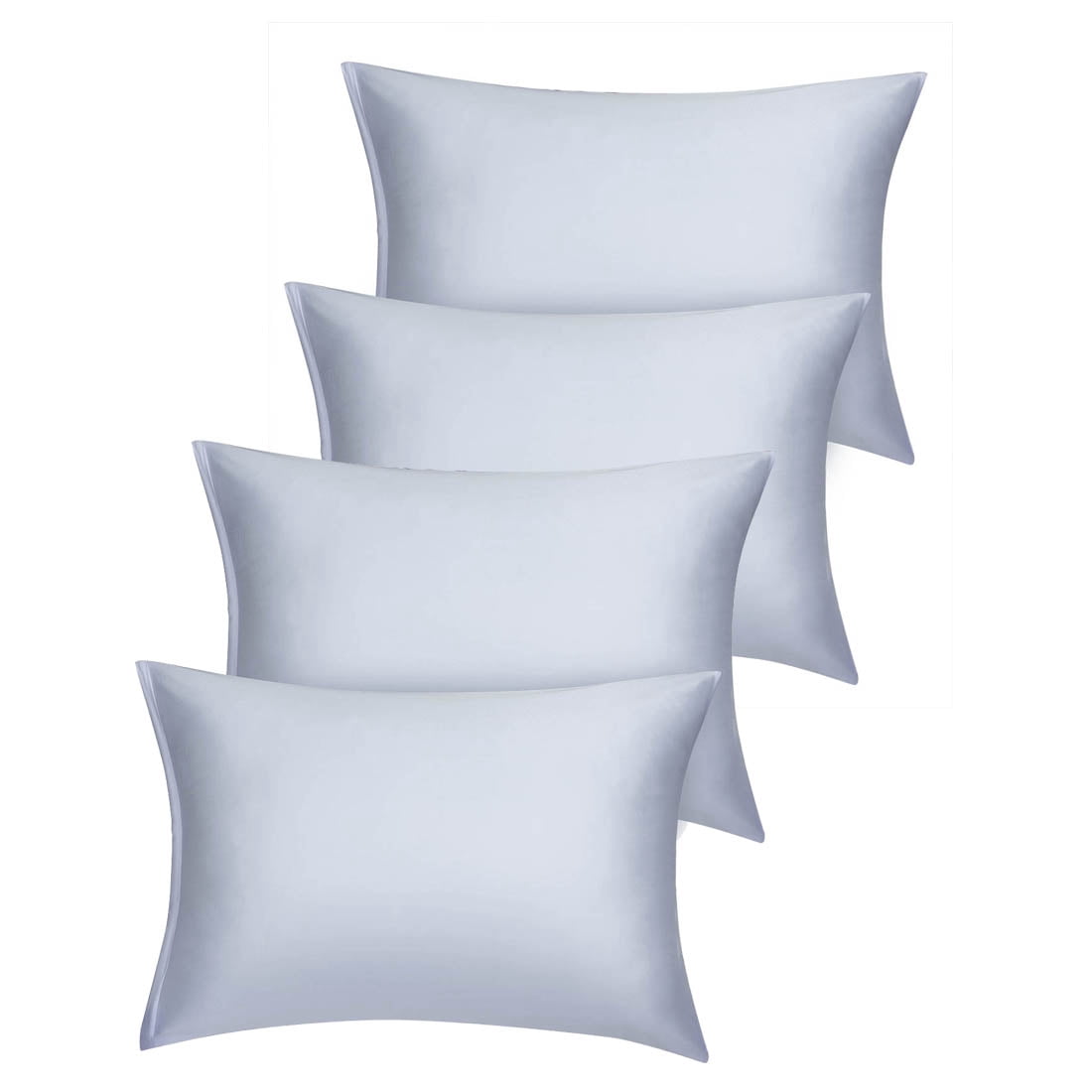 Unique Bargains Set of 4 Silky Satin Pillowcases Pillow Cover Silver King