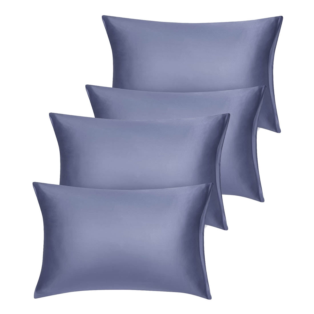 Unique Bargains Set of 4 Silky Satin Pillowcases Pillow Cover Slate Gray King