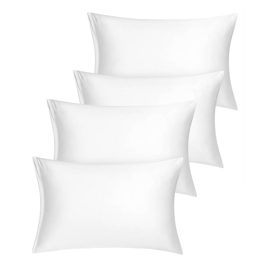 Unique Bargains Set of 4 Silky Satin Pillowcases Pillow Cover White Queen
