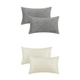 thumbnail image 1 of Unique Bargains Set of 4 Solid Striped Soft Sofa Throw Pillow Covers Home Decor White/Light Gray 12" x 20", 1 of 6