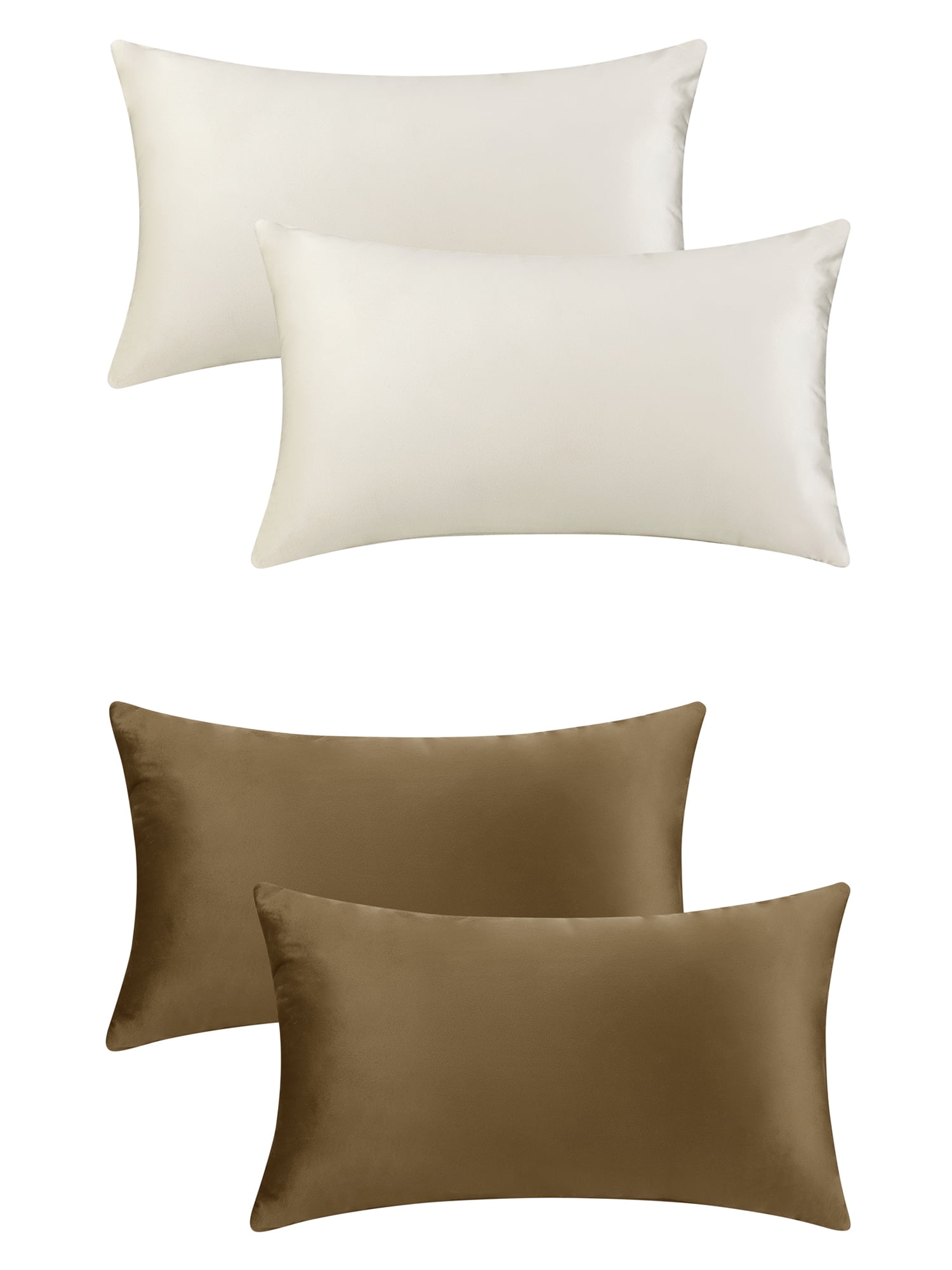 Unique Bargains Set of 4 Solid Velvet Pillowcases Modern Decorative Throw Pillow Covers Beige/Brown 12" x 20"