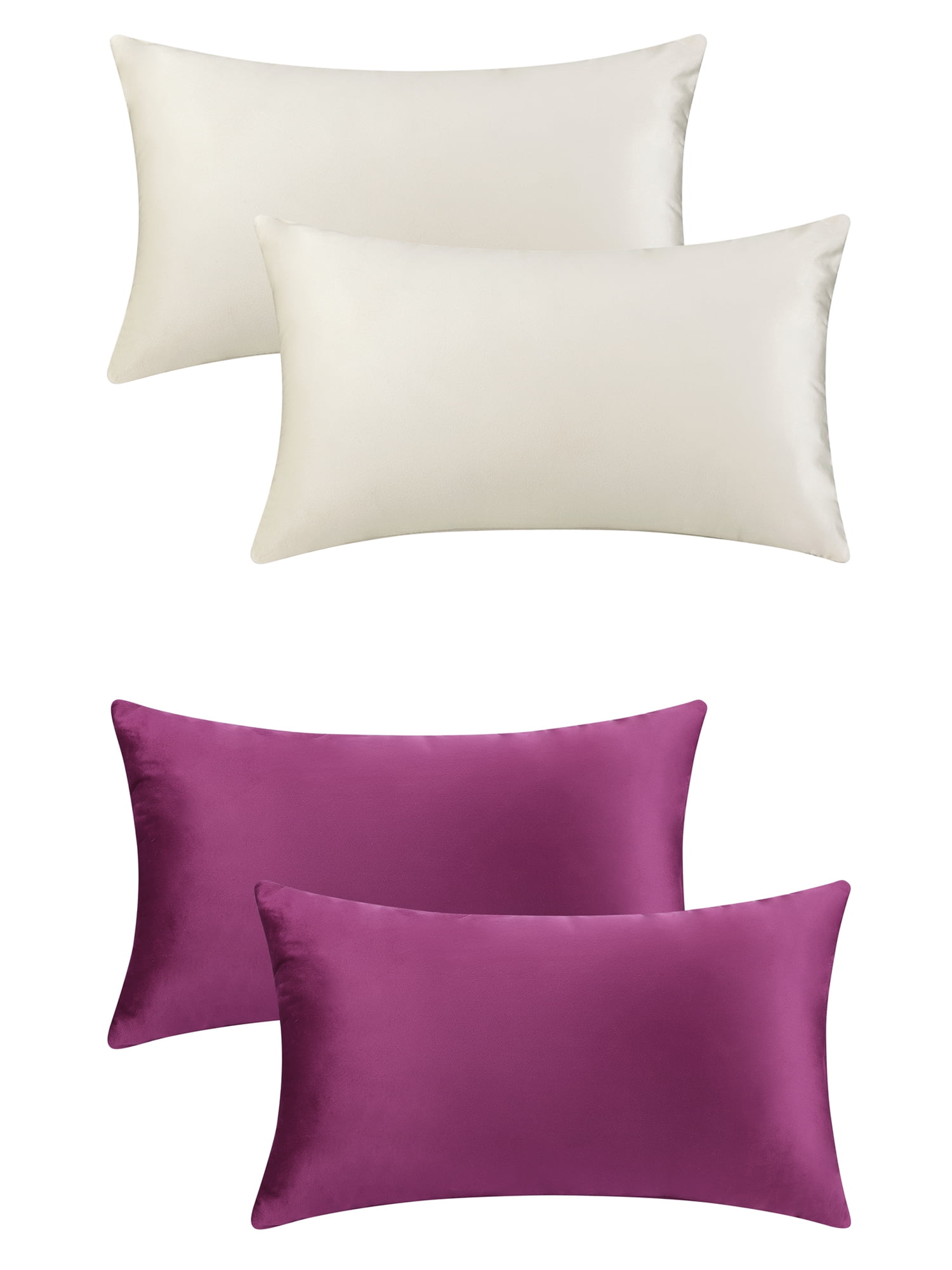 Unique Bargains Set of 4 Solid Velvet Pillowcases Modern Decorative Throw Pillow Covers Beige/Purple 12" x 20"
