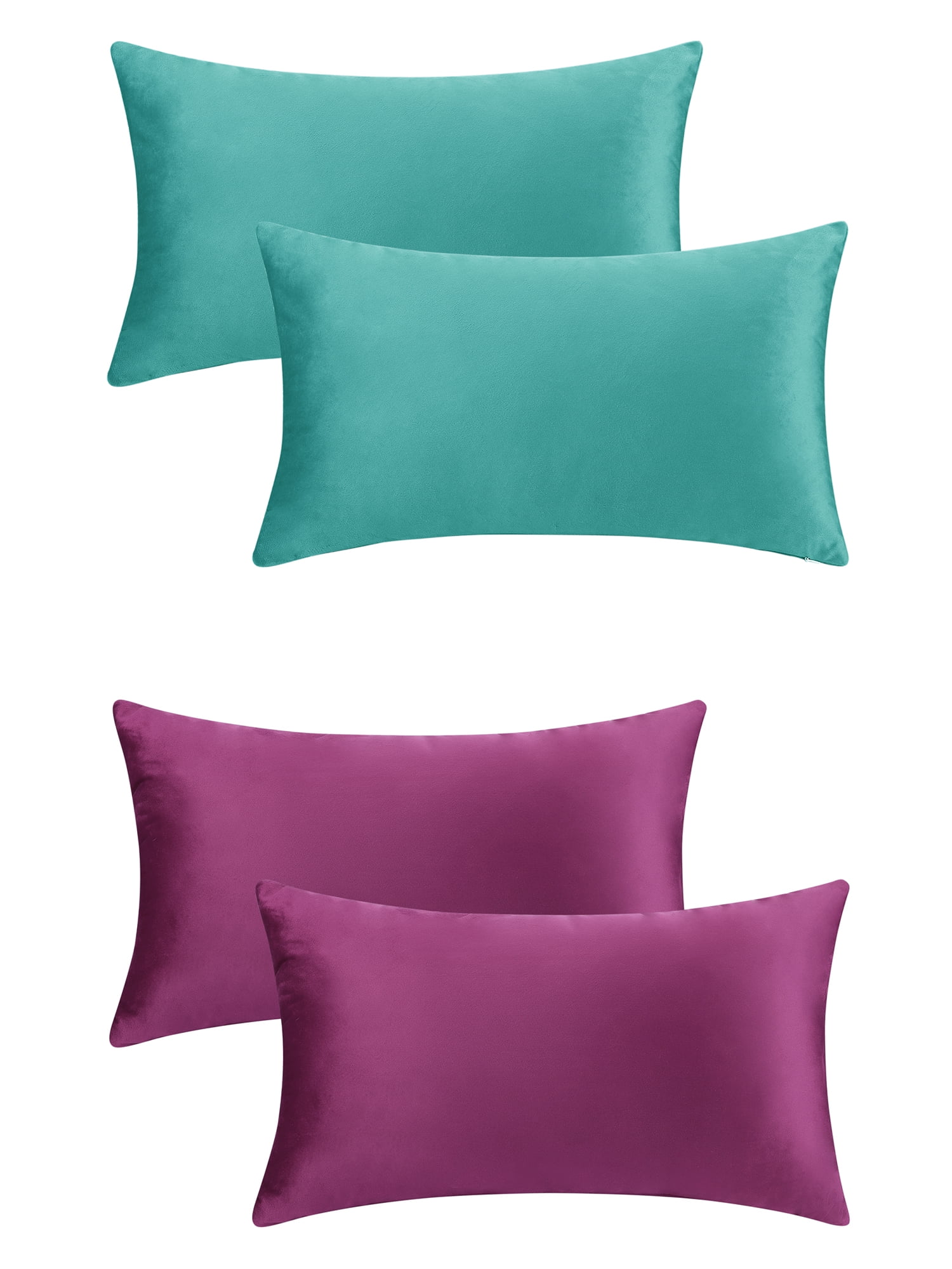 Unique Bargains Set of 4 Solid Velvet Pillowcases Modern Decorative Throw Pillow Covers Light Blue/Purple 12" x 20"