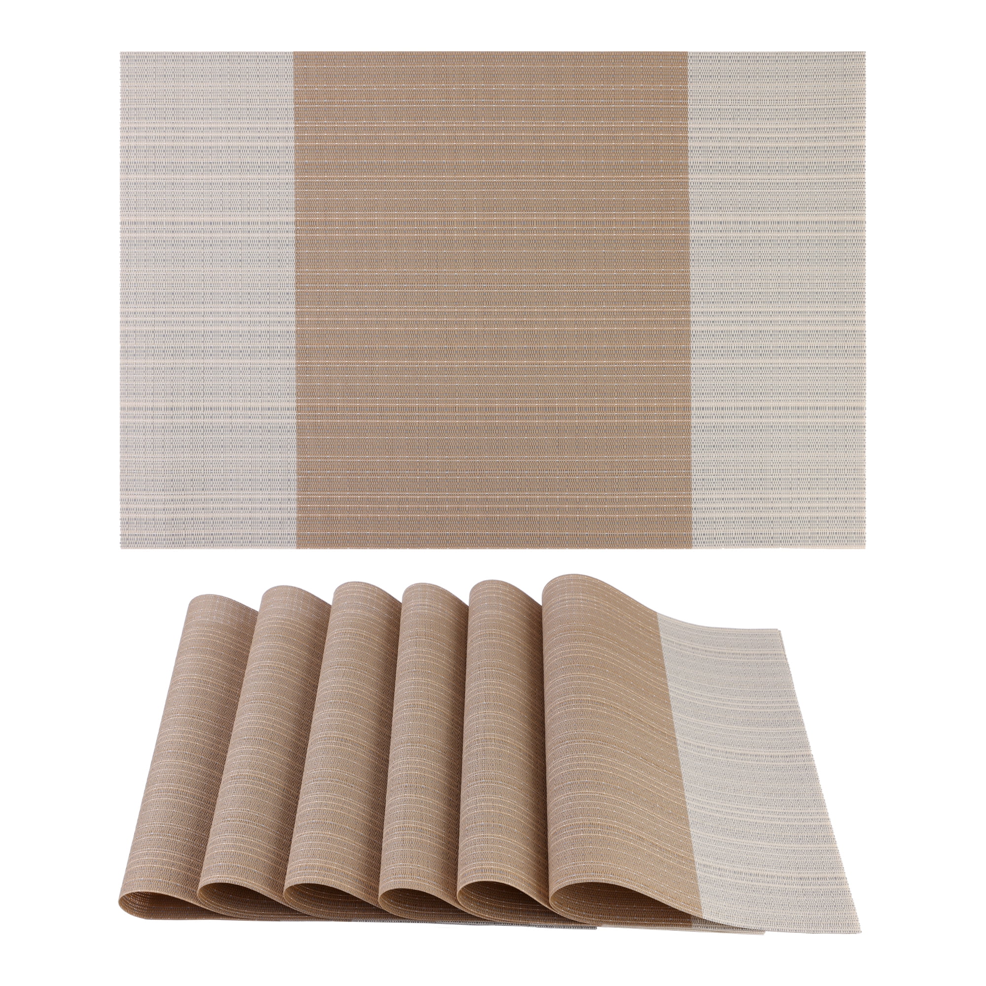 Unique Bargains Set of 6 Easy Clean Placemats for Kitchen Dining Table Decor Earth Yellow