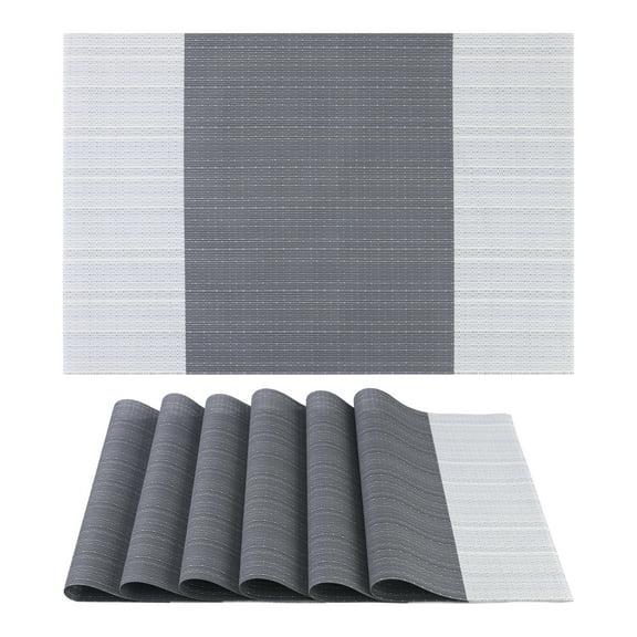 Unique Bargains Set of 6 Easy Clean Placemats for Kitchen Dining Table Decor Gray