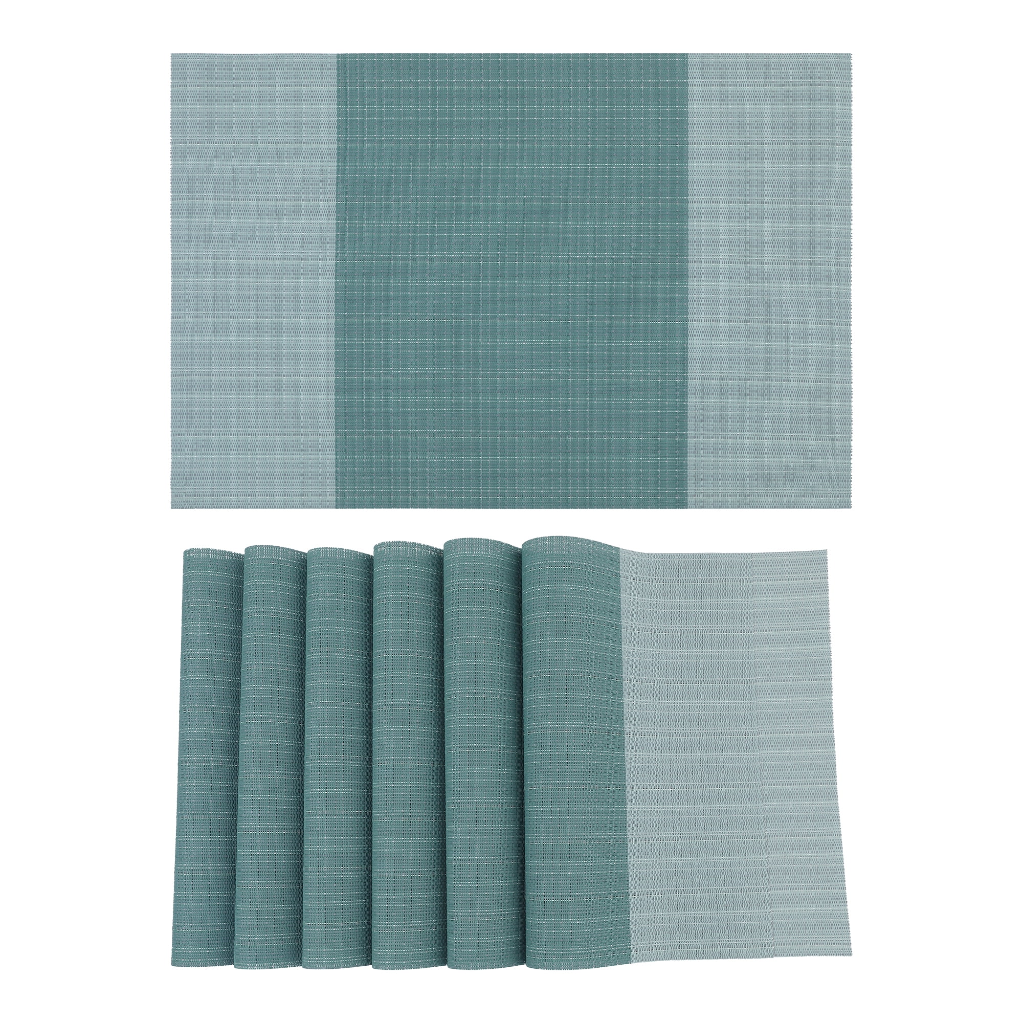 Unique Bargains Set of 6 Easy Clean Placemats for Kitchen Dining Table Decor Green