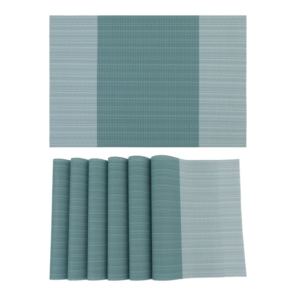 Unique Bargains Set of 6 Easy Clean Placemats for Kitchen Dining Table Decor Green