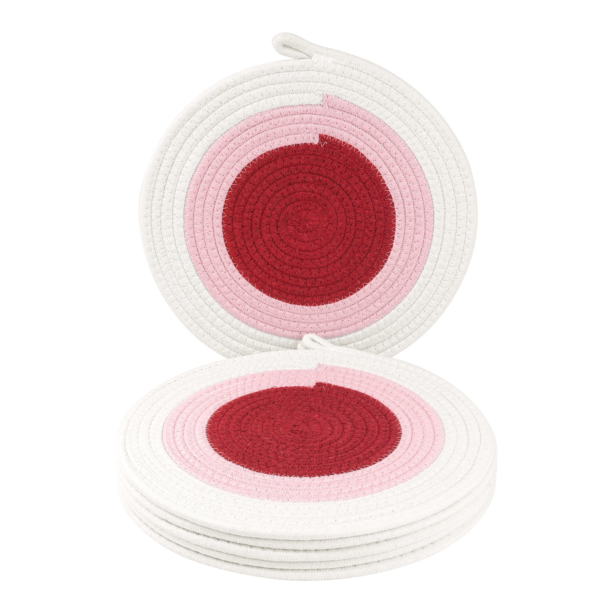 Unique Bargains Set of 6 Farmhouse Placemats for Dining Table Decor Indoor Outdoor Red