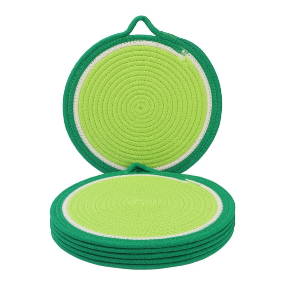 Unique Bargains Set of 6 Farmhouse Round Woven Placemats for Dining Table Decor Green